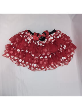 Disney Minnie Mouse Skirt Red Polka Dot Ruffled Tulle Child Small
